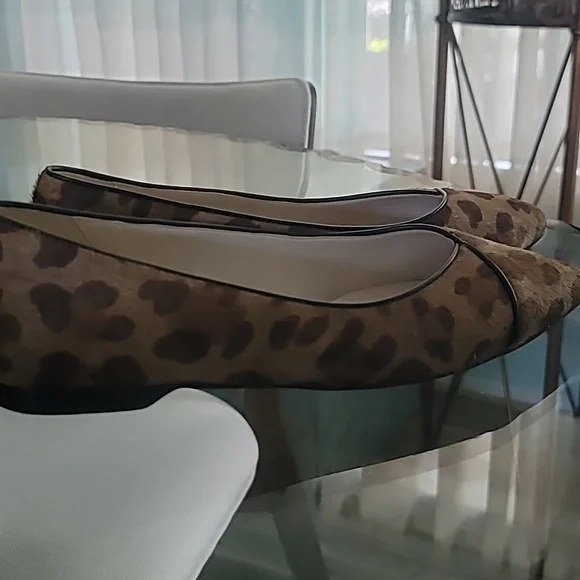 Cole Haan Women's Shoes 7B Brown Tan Leopard Skimmer Flat Leather Point Toe - Picture 12 of 12